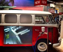 Foto Historischer VW Bulli Baujahr 1966 für einer Messe als werbefahrzeug gemietet